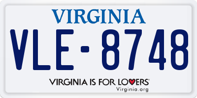 VA license plate VLE8748