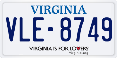 VA license plate VLE8749