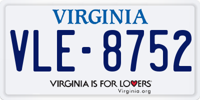 VA license plate VLE8752