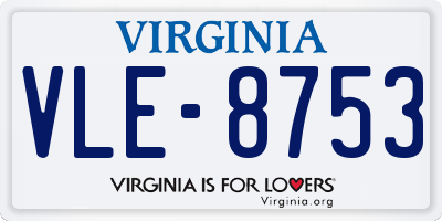 VA license plate VLE8753
