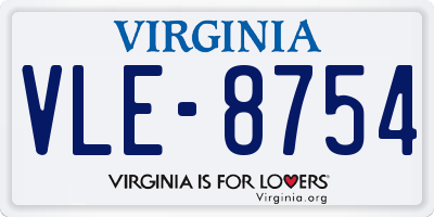 VA license plate VLE8754