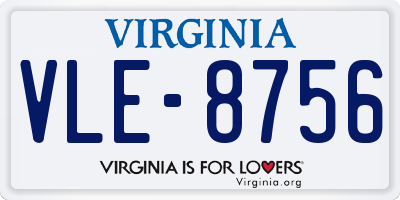 VA license plate VLE8756