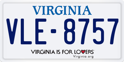 VA license plate VLE8757