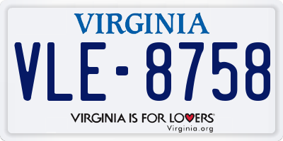 VA license plate VLE8758