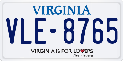 VA license plate VLE8765
