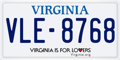 VA license plate VLE8768