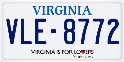 VA license plate VLE8772