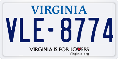VA license plate VLE8774