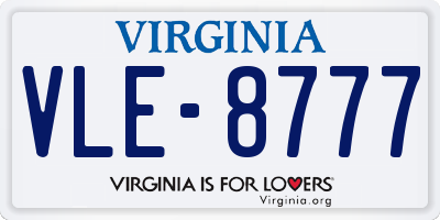 VA license plate VLE8777