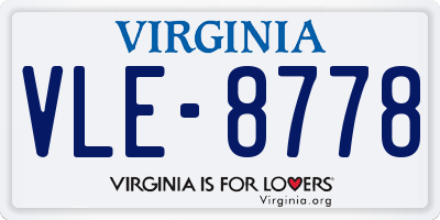 VA license plate VLE8778