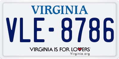 VA license plate VLE8786