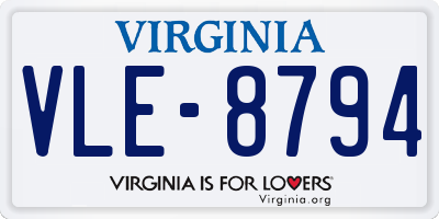 VA license plate VLE8794