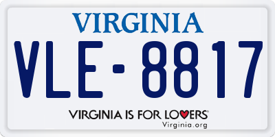 VA license plate VLE8817
