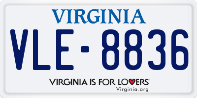 VA license plate VLE8836