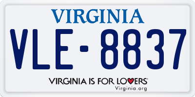 VA license plate VLE8837
