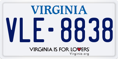 VA license plate VLE8838