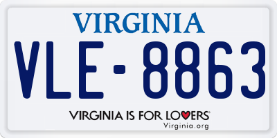 VA license plate VLE8863