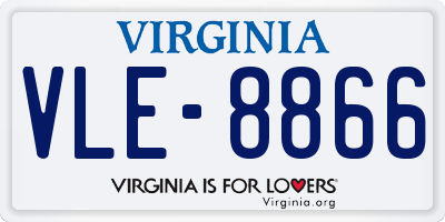 VA license plate VLE8866