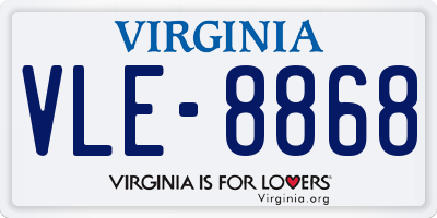 VA license plate VLE8868