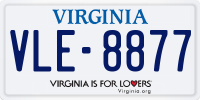 VA license plate VLE8877