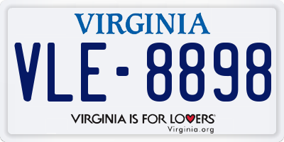 VA license plate VLE8898