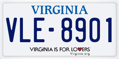 VA license plate VLE8901