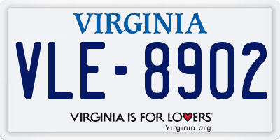 VA license plate VLE8902