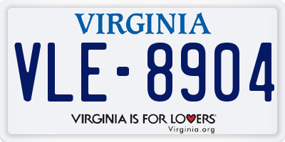 VA license plate VLE8904
