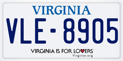 VA license plate VLE8905