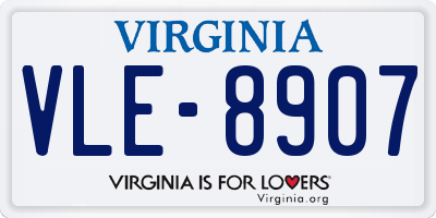 VA license plate VLE8907