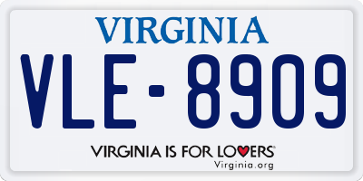 VA license plate VLE8909