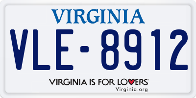 VA license plate VLE8912