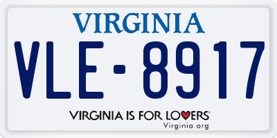 VA license plate VLE8917