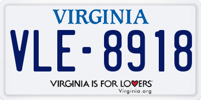 VA license plate VLE8918