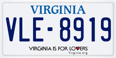 VA license plate VLE8919