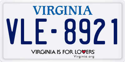 VA license plate VLE8921