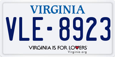 VA license plate VLE8923