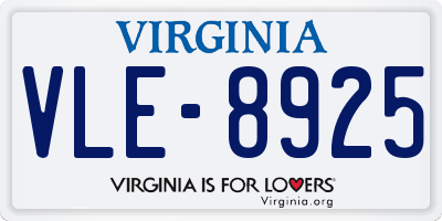 VA license plate VLE8925