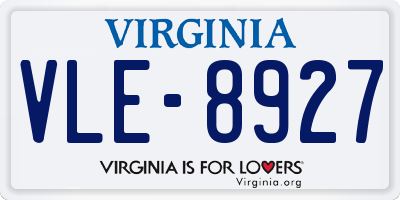 VA license plate VLE8927