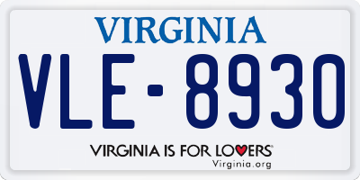 VA license plate VLE8930