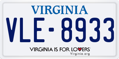 VA license plate VLE8933