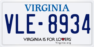 VA license plate VLE8934