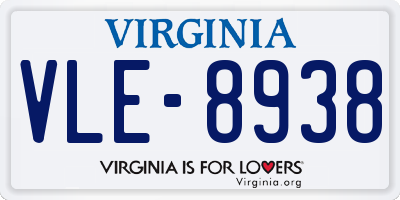 VA license plate VLE8938