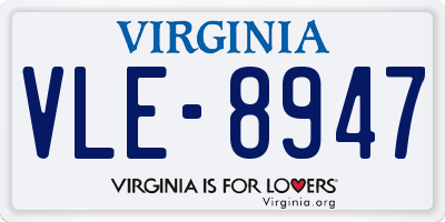VA license plate VLE8947