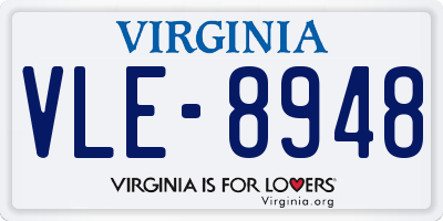 VA license plate VLE8948
