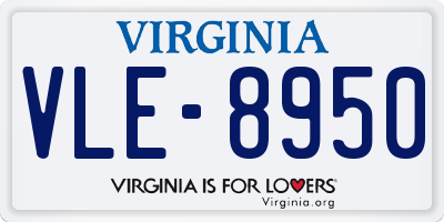 VA license plate VLE8950