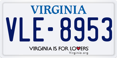 VA license plate VLE8953