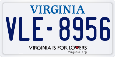VA license plate VLE8956