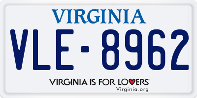 VA license plate VLE8962