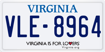VA license plate VLE8964